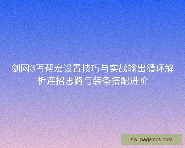 剑网3丐帮宏设置技巧与实战输出循环解析连招思路与装备搭配进阶
